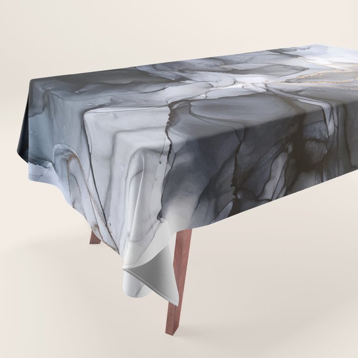 Calm But Dramatic Light Monochromatic Black & Grey Abstract Tablecloth