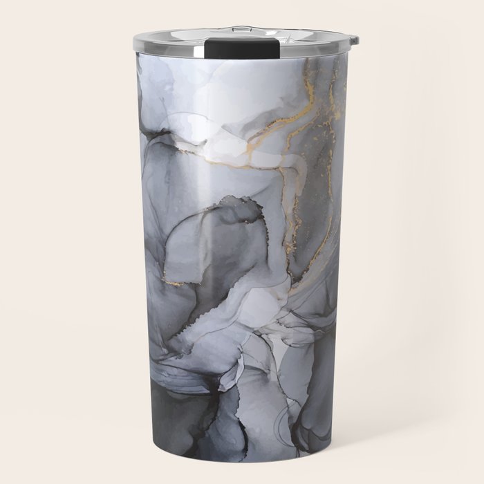 Calm But Dramatic Light Monochromatic Black & Grey Abstract Travel Mug