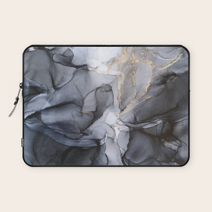 Calm But Dramatic Light Monochromatic Black & Grey Abstract Laptop Sleeve