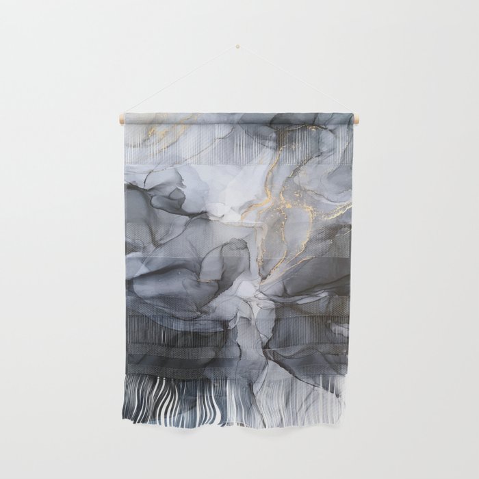Calm But Dramatic Light Monochromatic Black & Grey Abstract Wall Hanging
