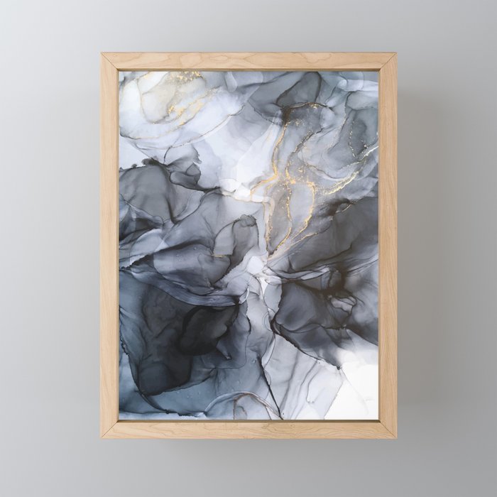Calm But Dramatic Light Monochromatic Black & Grey Abstract Mini Art Print