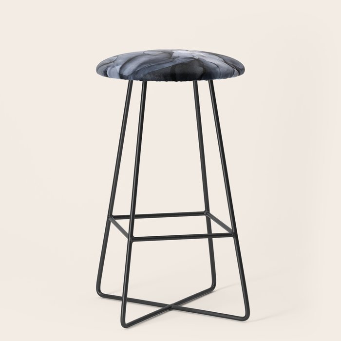 Calm But Dramatic Light Monochromatic Black & Grey Abstract Stool
