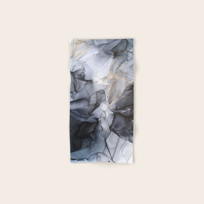 Calm But Dramatic Light Monochromatic Black & Grey Abstract Bath Towel