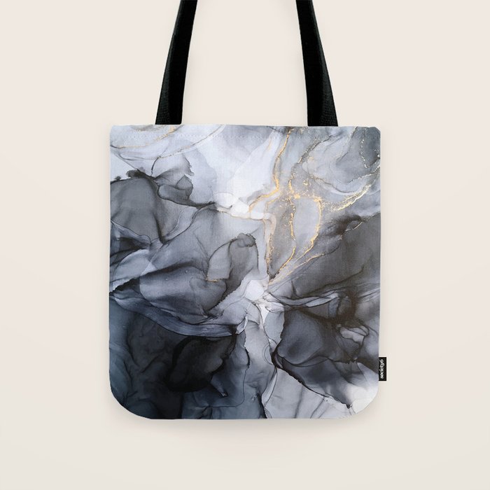 Calm But Dramatic Light Monochromatic Black & Grey Abstract Tote Bag