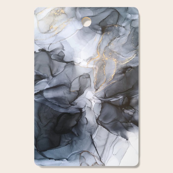 Calm But Dramatic Light Monochromatic Black & Grey Abstract Cutting Board