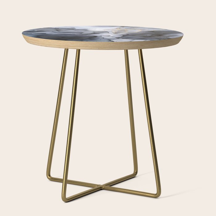 Calm But Dramatic Light Monochromatic Black & Grey Abstract Side Table