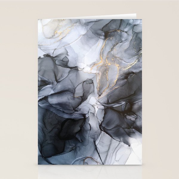 Calm But Dramatic Light Monochromatic Black & Grey Abstract Stationery Card