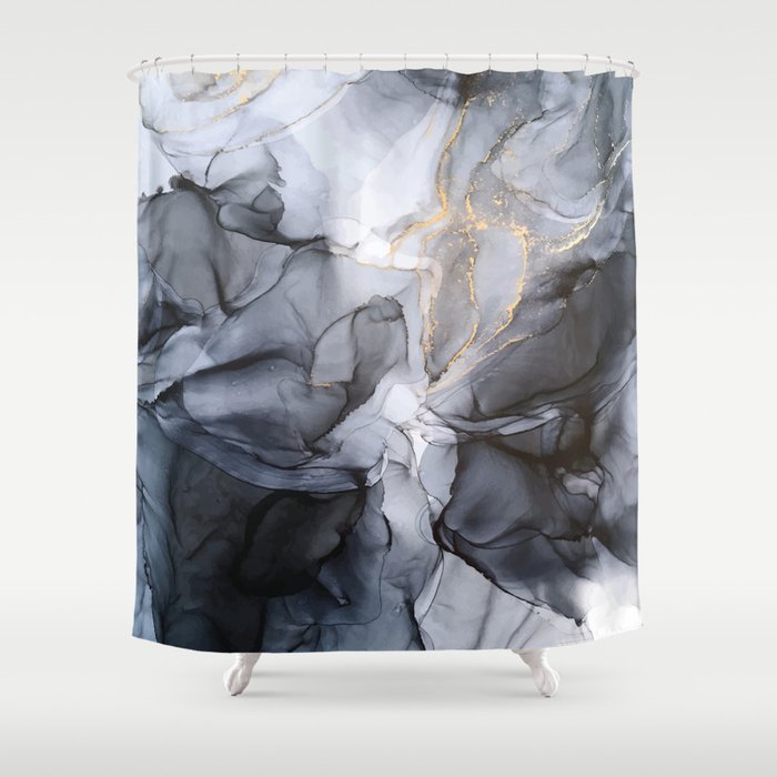 Calm But Dramatic Light Monochromatic Black & Grey Abstract Shower Curtain