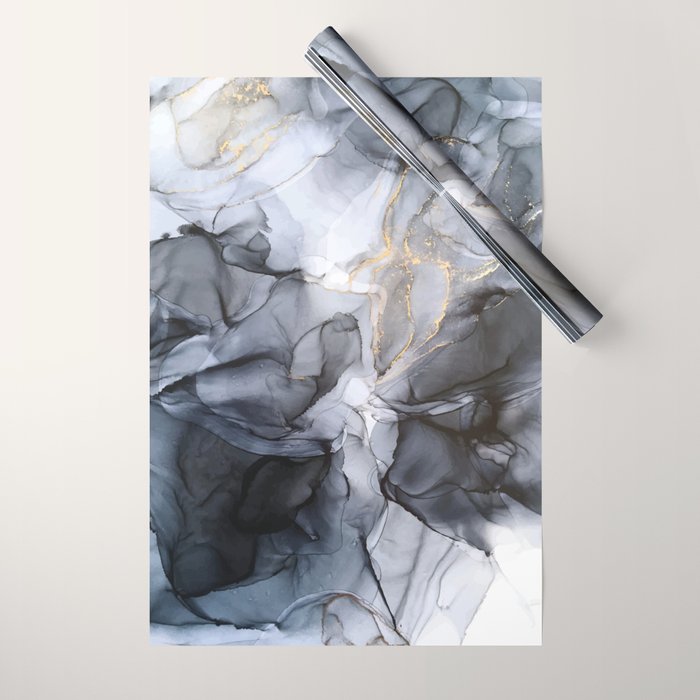 Calm But Dramatic Light Monochromatic Black & Grey Abstract Wrapping Paper