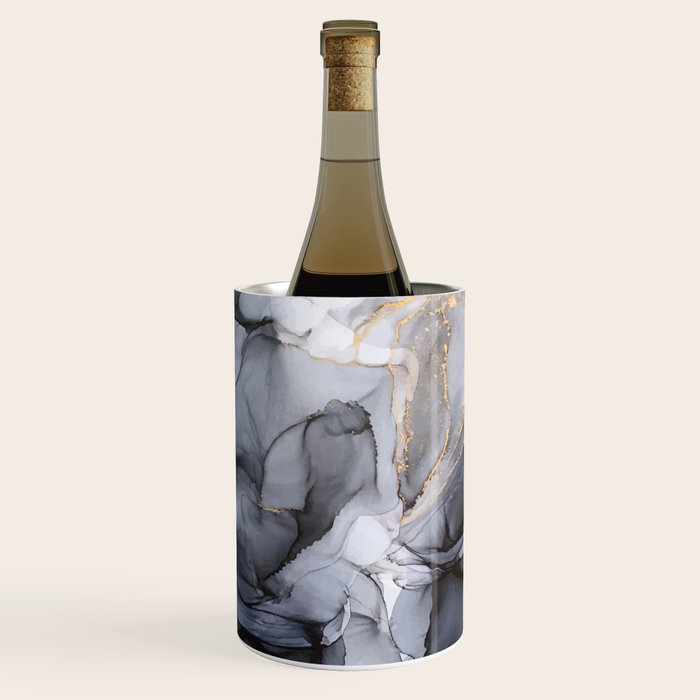 Calm But Dramatic Light Monochromatic Black & Grey Abstract Wine Chiller