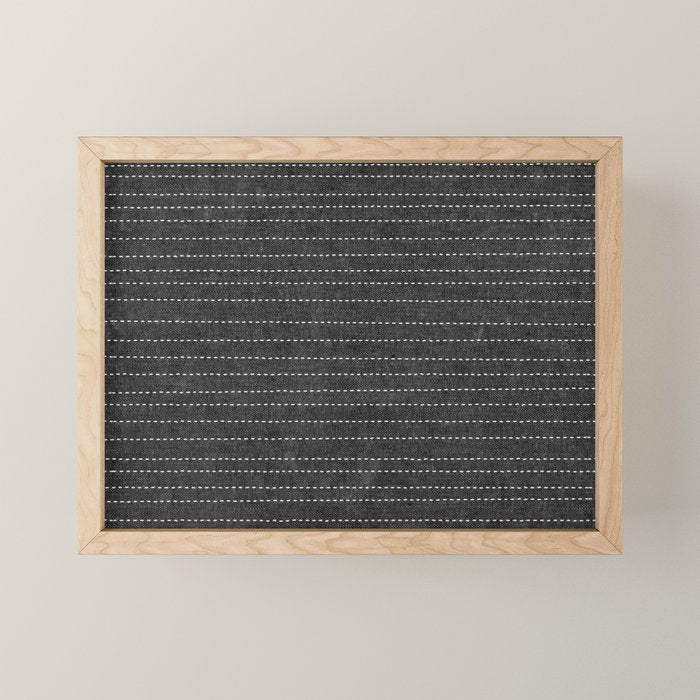 Stitched Stripes - Charcoal Mini Art Print