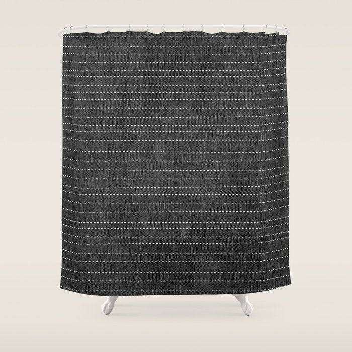 Stitched Stripes - Charcoal Shower Curtain