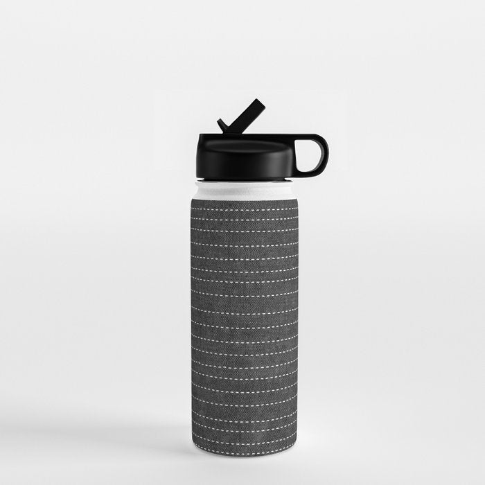 Stitched Stripes - Charcoal Water Bottle