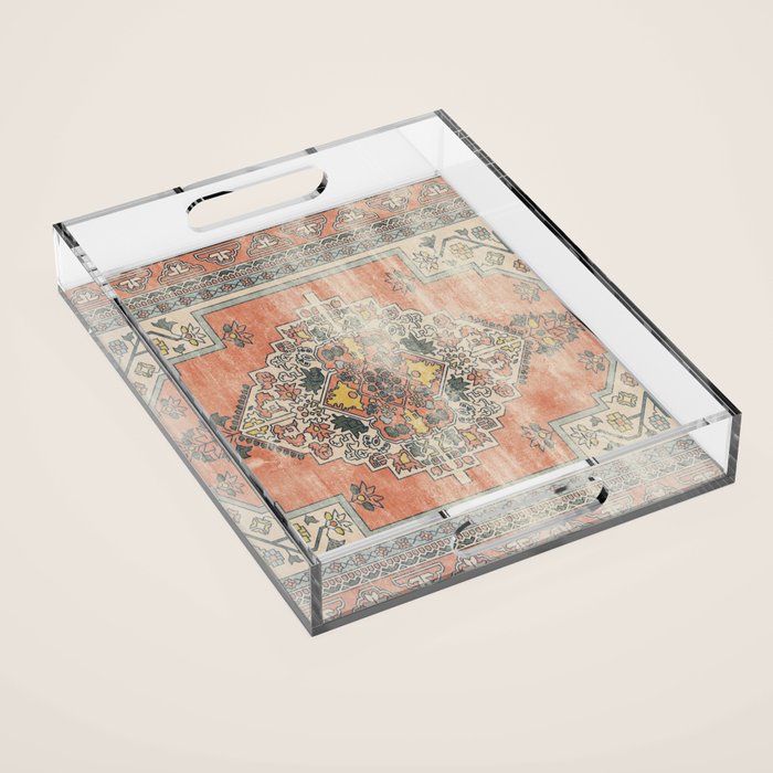 Turkish Floral - Orange & Olive Green Acrylic Tray
