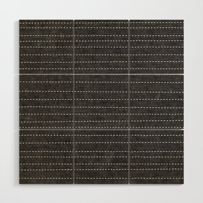 Stitched Stripes - Charcoal Wood Wall Art