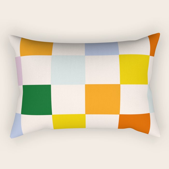 Retro Rainbow Checkerboard  Rectangular Pillow
