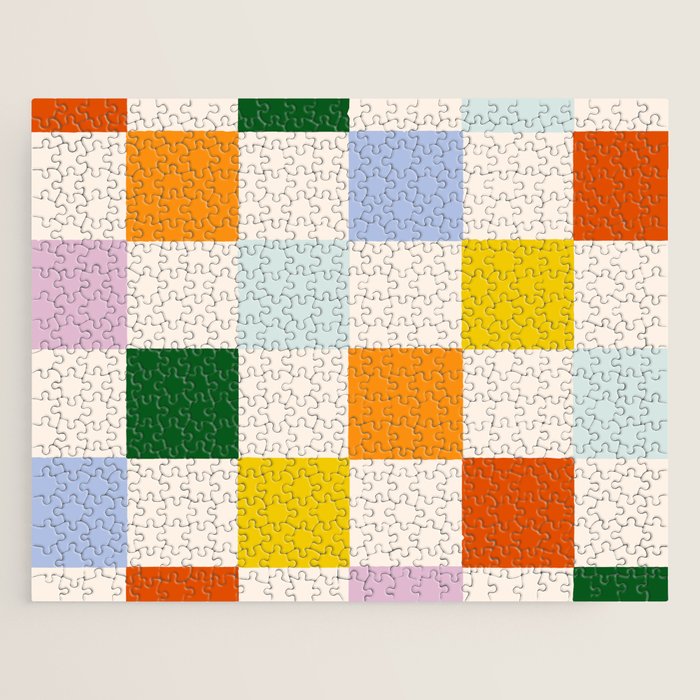 Retro Rainbow Checkerboard  Jigsaw Puzzle