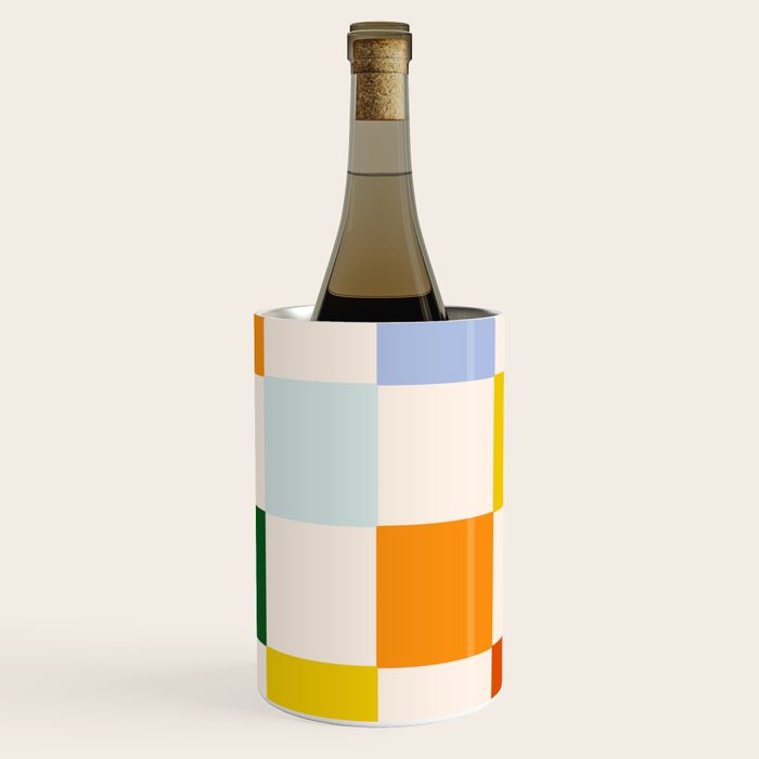 Retro Rainbow Checkerboard  Wine Chiller