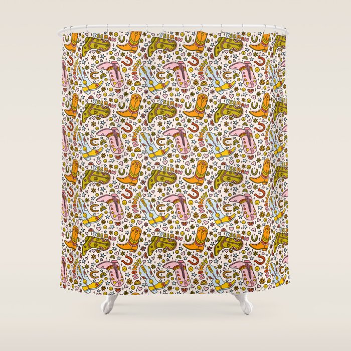 Rainbow Cowboy Boots Print Shower Curtain