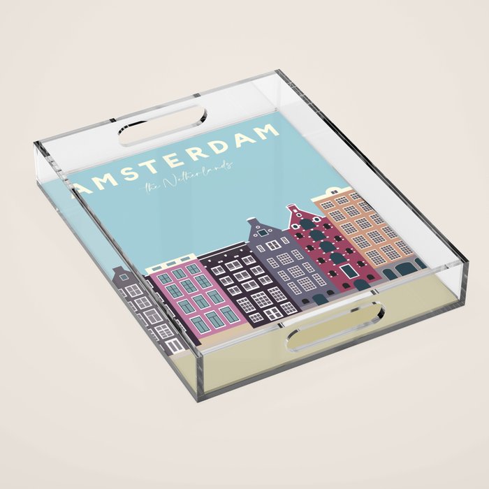 Amsterdam, The Netherlands Travel Poster Acrylic Tray