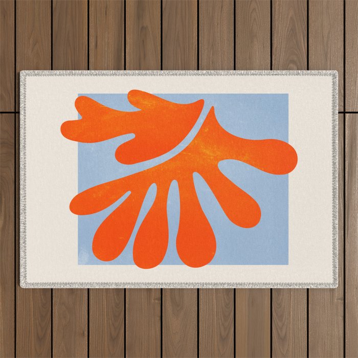 Red Coral Leaf: Matisse Paper Cutouts Ii Outdoor Rug