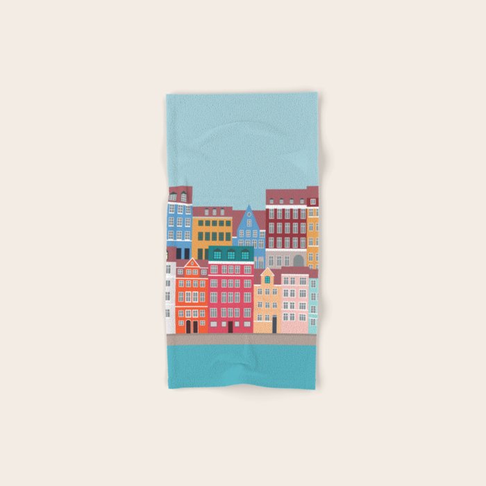 Denmark, Nyhavn, Copenhagen Travel Poster Bath Towel