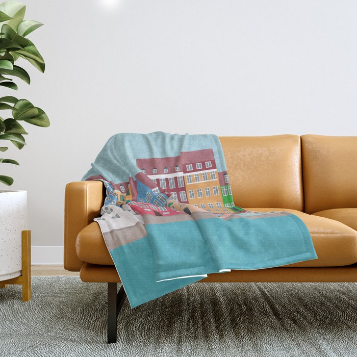 Denmark, Nyhavn, Copenhagen Travel Poster Throw Blanket