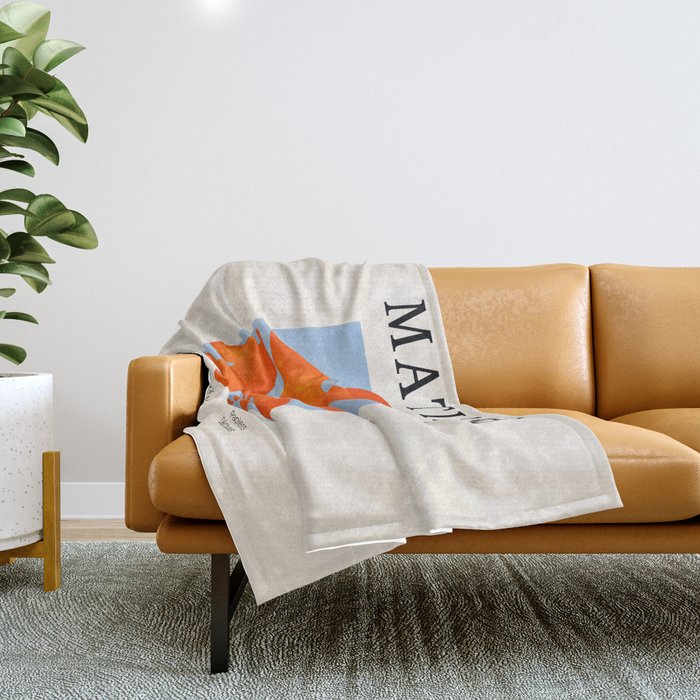 Red Coral Leaf: Matisse Paper Cutouts Ii Throw Blanket