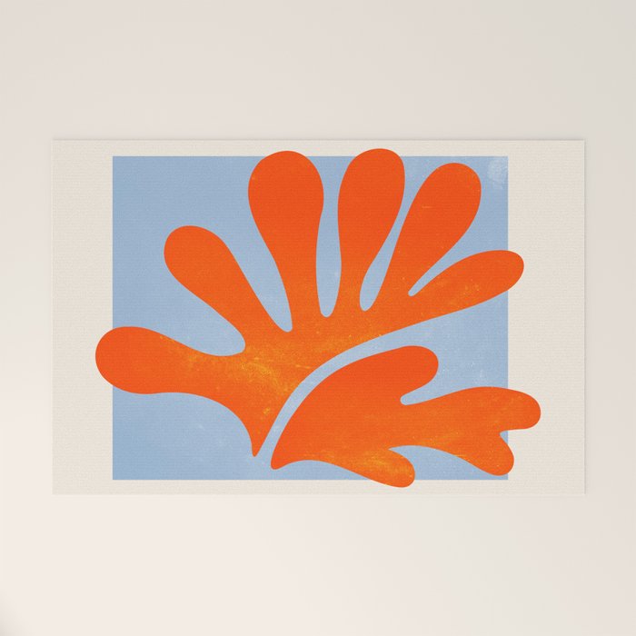 Red Coral Leaf: Matisse Paper Cutouts Ii Welcome Mat