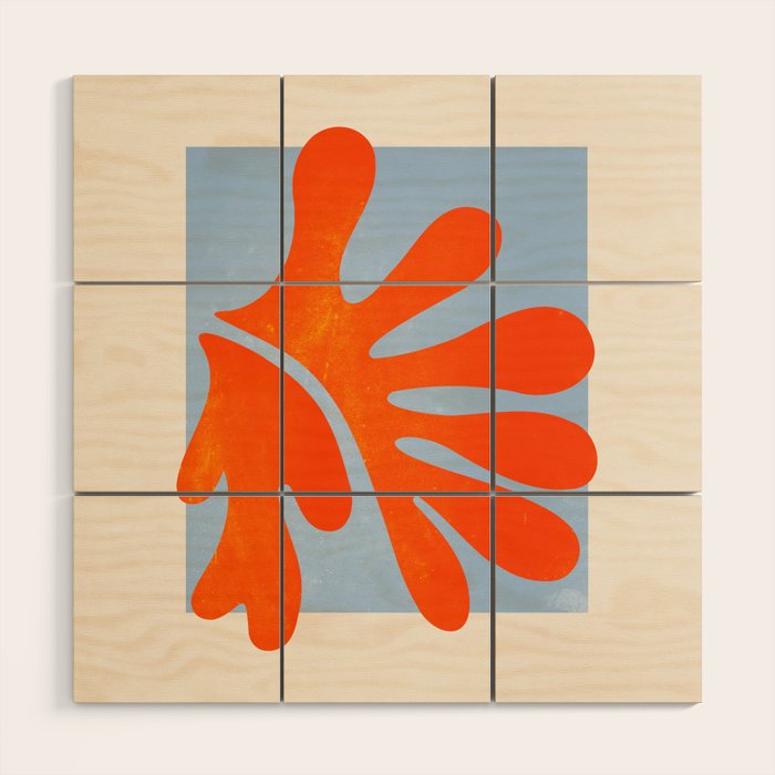 Red Coral Leaf: Matisse Paper Cutouts Ii Wood Wall Art