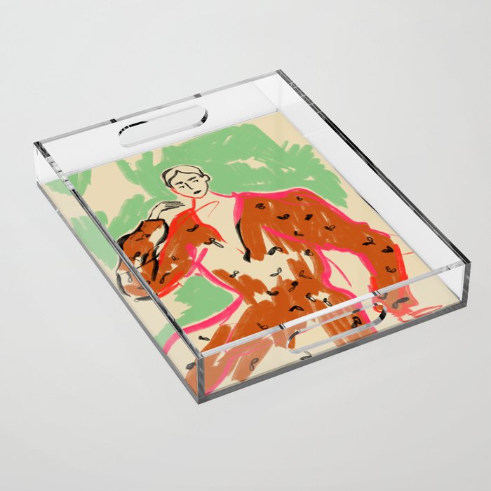 Woman In A Terracotta Dress Acrylic Tray