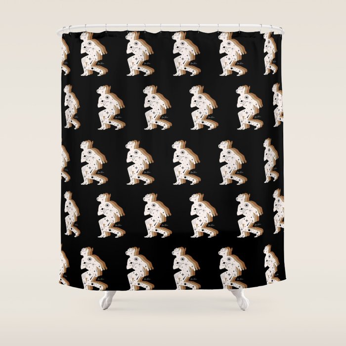 Space Cowboy - Black, White & Camel Shower Curtain