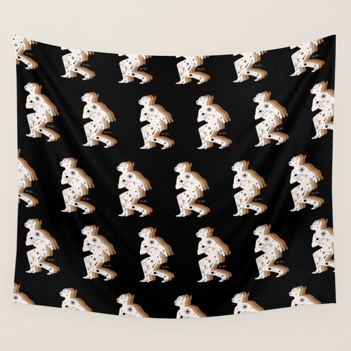 Space Cowboy - Black, White & Camel Wall Tapestry