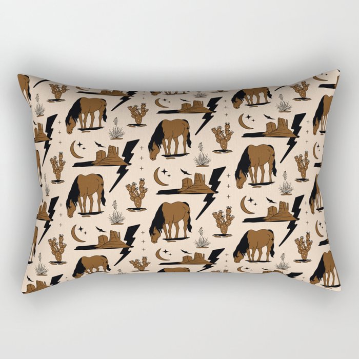Electric Oasis - Black, Brown & Tan Rectangular Pillow