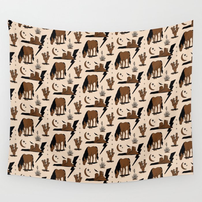 Electric Oasis - Black, Brown & Tan Wall Tapestry