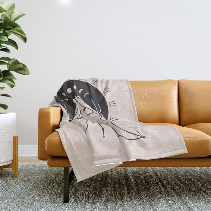 Desert Angel In Black & Cream Throw Blanket