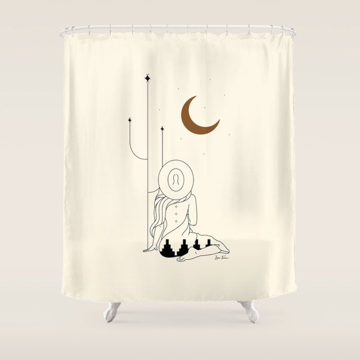Talking To The Moon - Rustic Shower Curtain