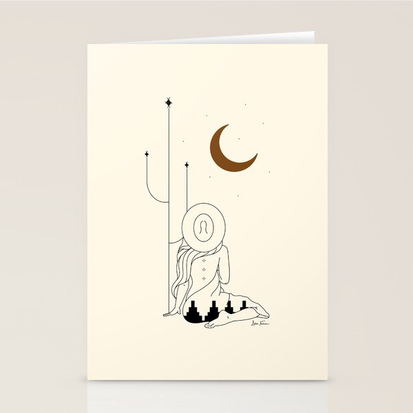 Talking To The Moon - Rustic Stationery Card