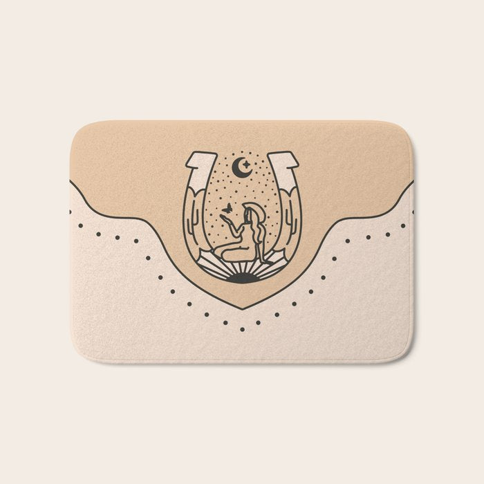 Good Fortune Gal - Neutral & Black Bath Mat