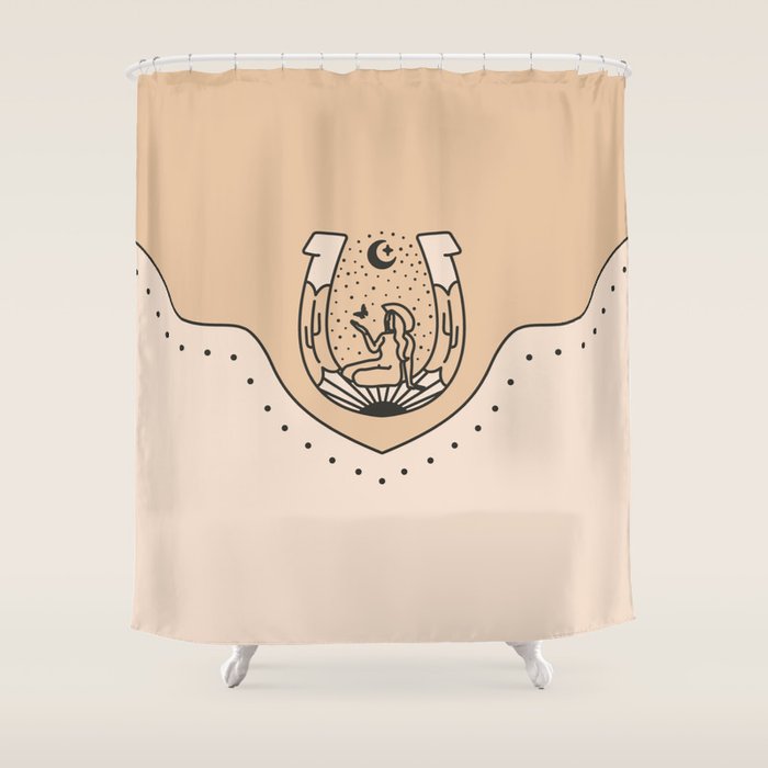 Good Fortune Gal - Neutral & Black Shower Curtain