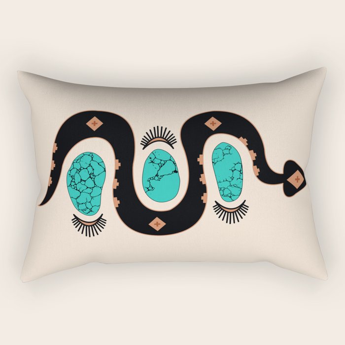 Southwestern Slither In Black Rectangular Pillow