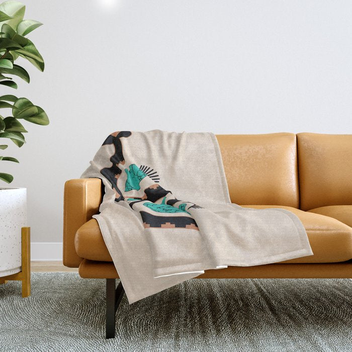 Southwestern Slither In Black Throw Blanket