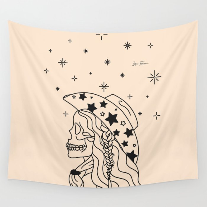 Love Or Die Tryin - Rhinestone Cowgirl Black & Cream Wall Tapestry