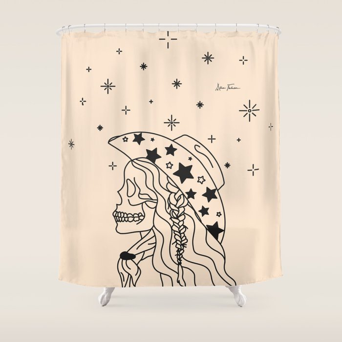 Love Or Die Tryin - Rhinestone Cowgirl Black & Cream Shower Curtain