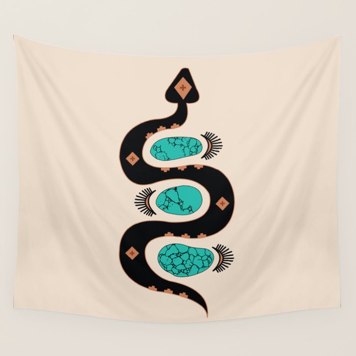 Southwestern Slither In Black Wall Tapestry