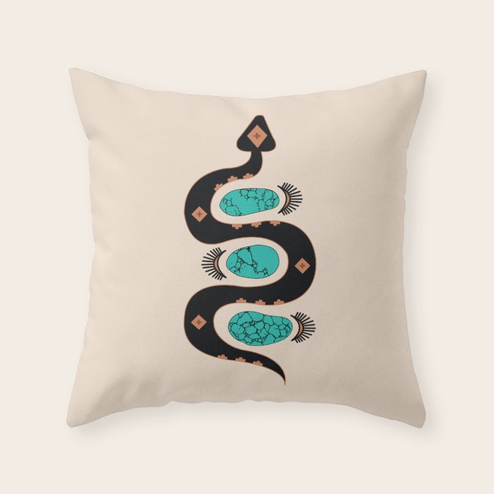 Southwestern Slither In Black Throw Pillow