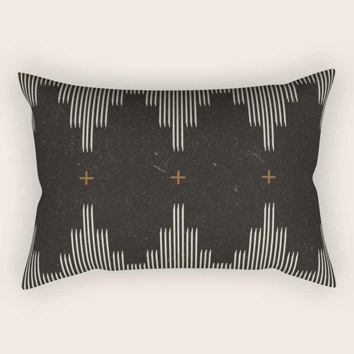 Southwestern Minimalist Black & White Rectangular Pillow