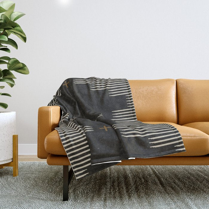 Southwestern Minimalist Black & White Throw Blanket