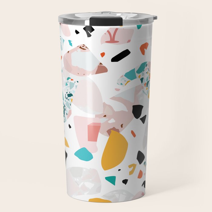 Mixed Mess I. / Collage, Terrazzo, Colorful Travel Mug