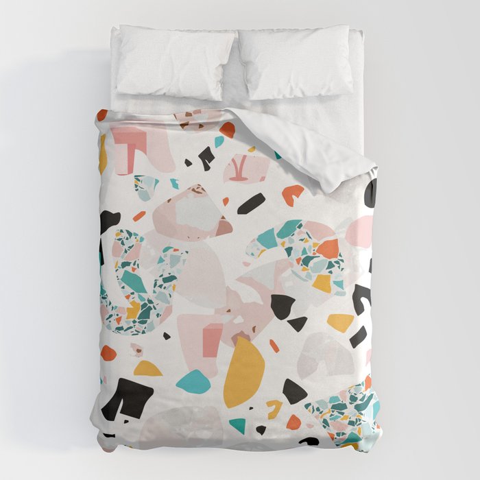 Mixed Mess I. / Collage, Terrazzo, Colorful Duvet Cover